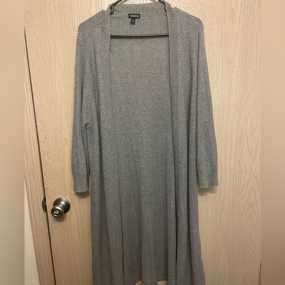 Torrid Gray Side Lace Up Cardigan Knit Sweater Plus Size 3X